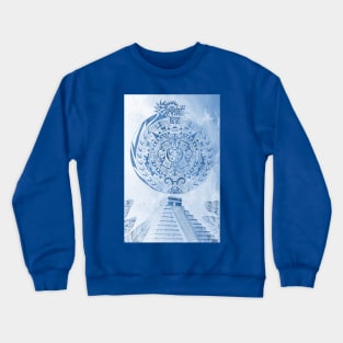 teotihuacan pyramid sunshine in aztec pattern at noon Crewneck Sweatshirt